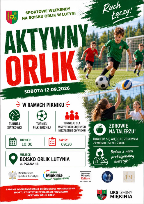 Piknik sportowy „Aktywny Orlik” w Lutyni w sobotę 12 września 2026