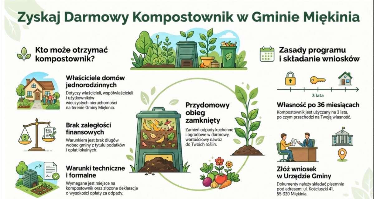 Bezpłatne kompostowniki dla mieszkańców gminy Miękinia – nabór wniosków trwa